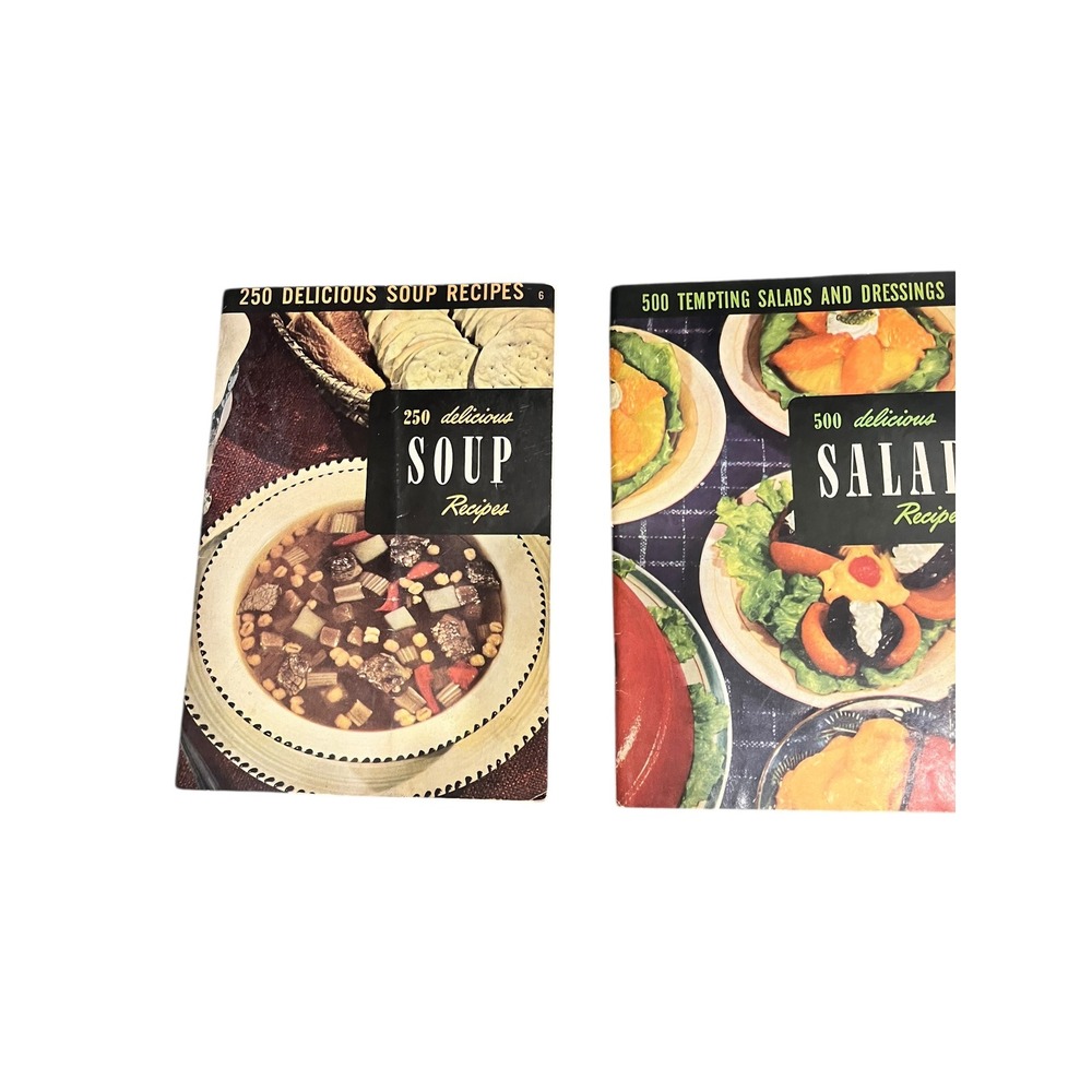 Vintage 1940s Recipe Booklets 250 Soup Recipes & 500 Salads Dressings Set of 2